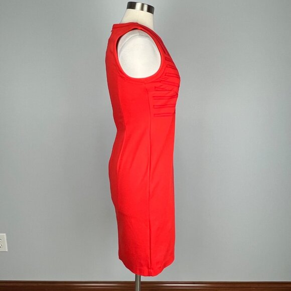 Tahari Womens Sleeveless Sheath Dress Geranium Red Stretch Ponte Knit size 4 - Picture 5 of 13